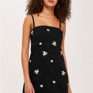 Topshop Black Floral Mini Dress
